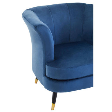 Loretta Midnight Blue Velvet Curved Accent Chair