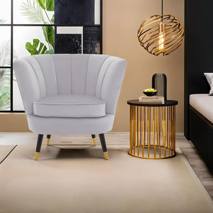 Loretta Grey Velvet Shell Accent Chair