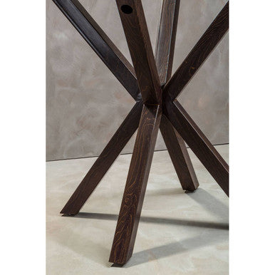 Salford Round Dining Table With Black Wood Effect Metal Legs