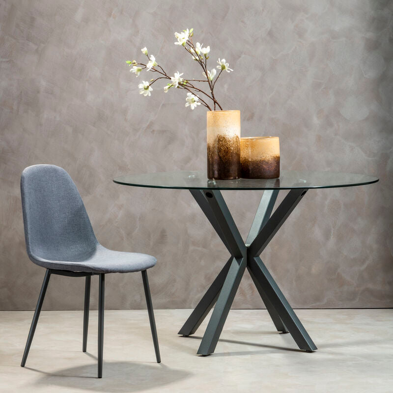 Salford Round Dining Table With Grey Metal Legs