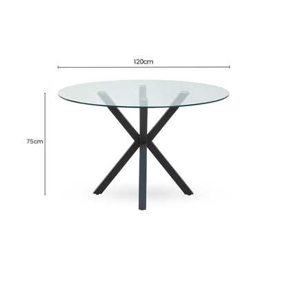 Salford Round Dining Table With Black Metal Legs