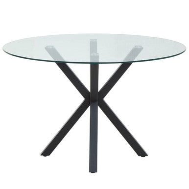 Salford Round Dining Table With Black Metal Legs