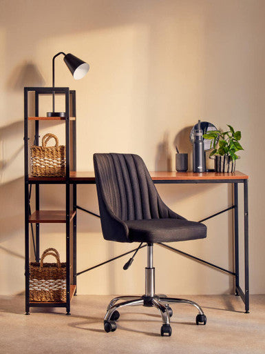 Brent Ribbed Black And Chrome Home Office Chair