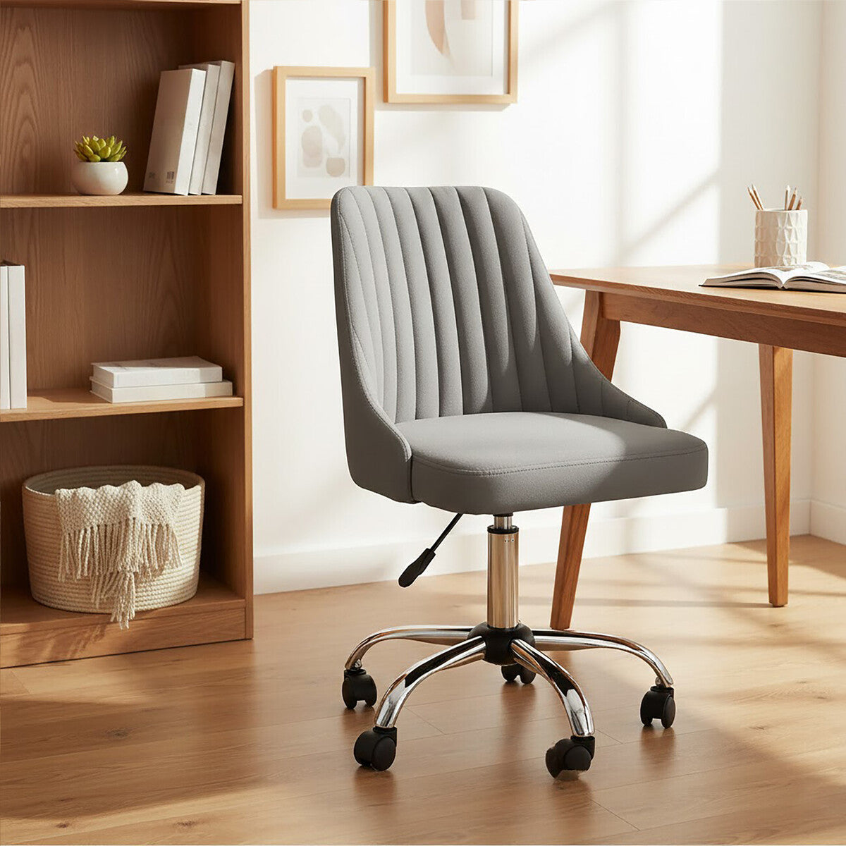 Brent Grey Leather Effect Home Office Chair