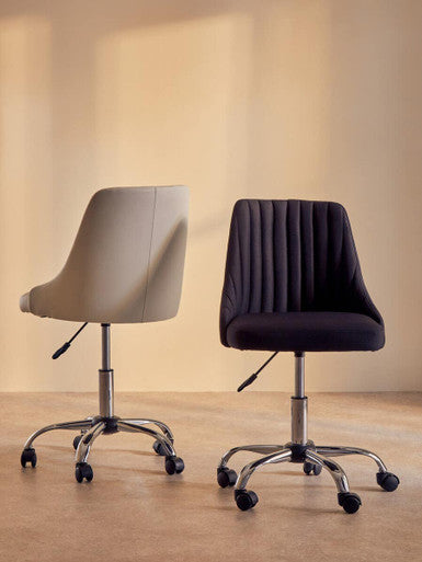 Brent Off White Leather Effect Home Office Chair