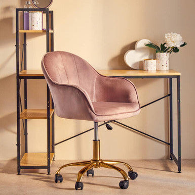 Brent Pink Velvet And Gold Home Office Chair