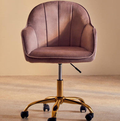 Brent Pink Velvet And Gold Home Office Chair