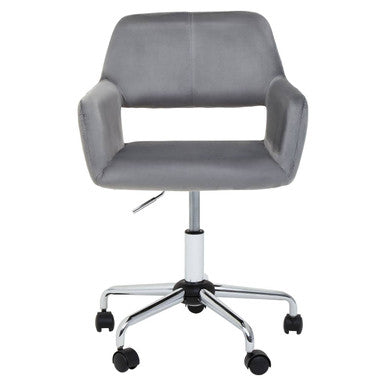 Brent Grey Velvet And Chrome Base Home Office Chair
