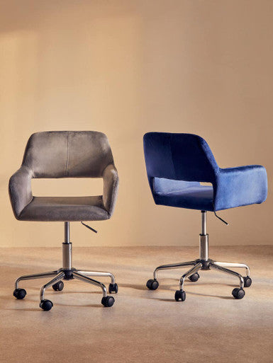 Brent Grey Velvet And Chrome Base Home Office Chair