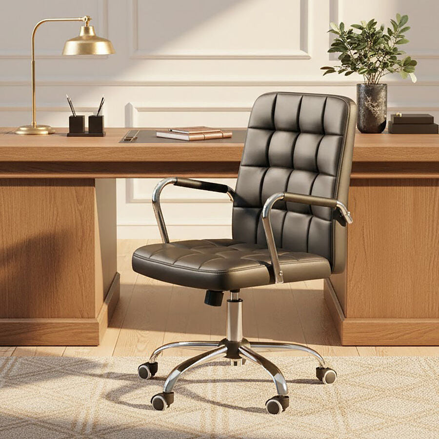 Brent Black Tufted Home Office Chair