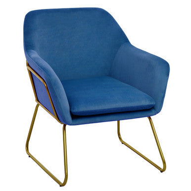 Xander Midnight Blue Velvet Modern Accent Chair