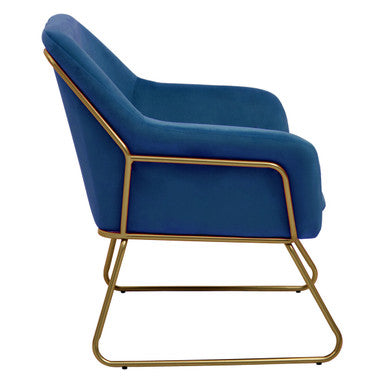 Xander Midnight Blue Velvet Modern Accent Chair