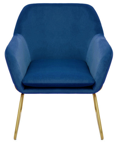 Xander Midnight Blue Velvet Modern Accent Chair
