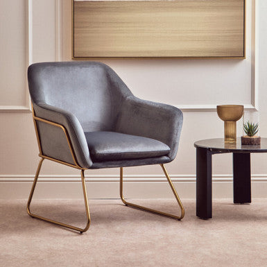 Xander Grey Velvet Modern Accent Chair