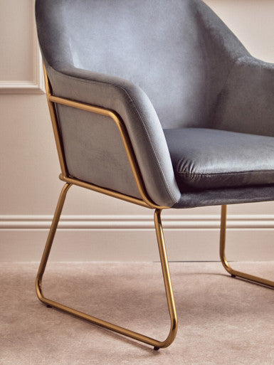 Xander Grey Velvet Modern Accent Chair