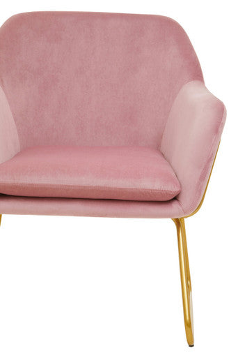 Xander Pink Velvet Modern Accent Chair with Gold Frame
