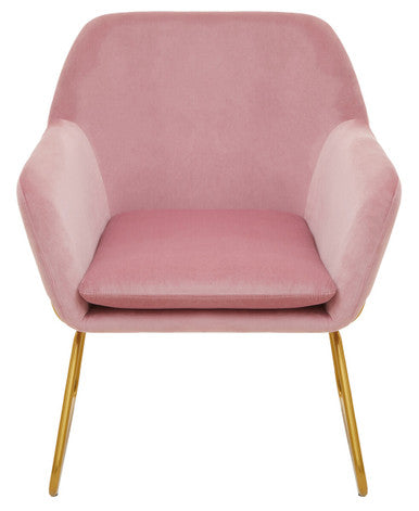 Xander Pink Velvet Modern Accent Chair with Gold Frame