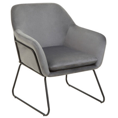 Xander Grey Velvet and Black Frame Accent Chair