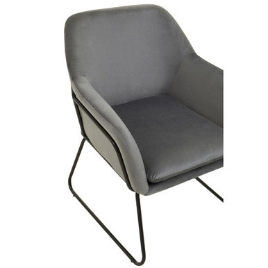Xander Grey Velvet and Black Frame Accent Chair