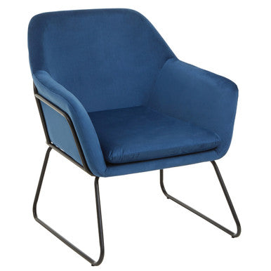 Xander Midnight Blue Velvet and Black Frame Accent Chair
