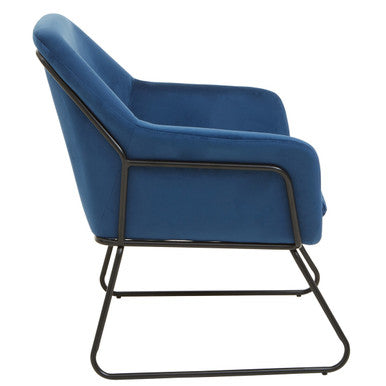 Xander Midnight Blue Velvet and Black Frame Accent Chair