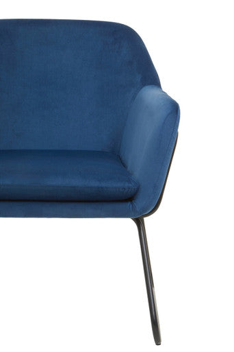 Xander Midnight Blue Velvet and Black Frame Accent Chair
