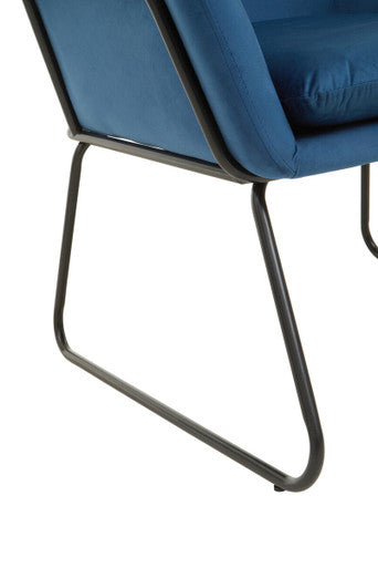 Xander Midnight Blue Velvet and Black Frame Accent Chair