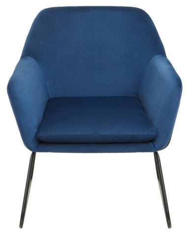 Xander Midnight Blue Velvet and Black Frame Accent Chair
