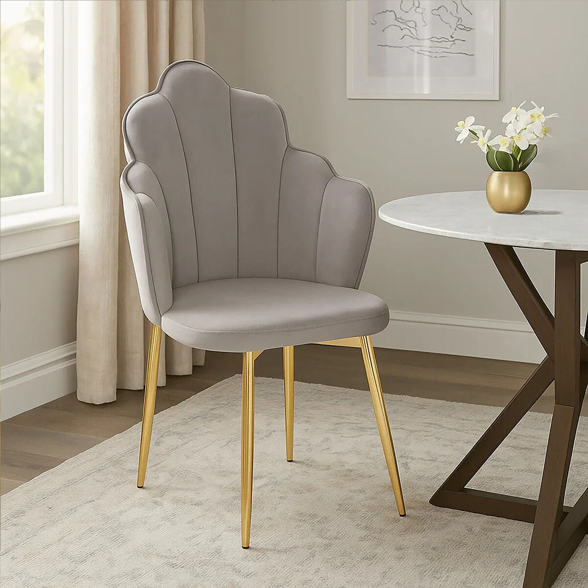 Tian Grey Velvet Dining Chair