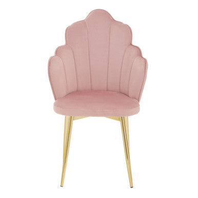 Tian Pink Velvet Dining Chair With Gold Metal Legs