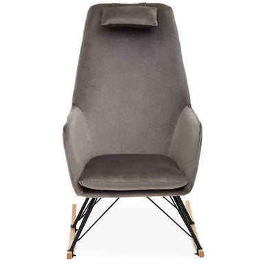 Stockholm Grey Velvet Rocking Chair