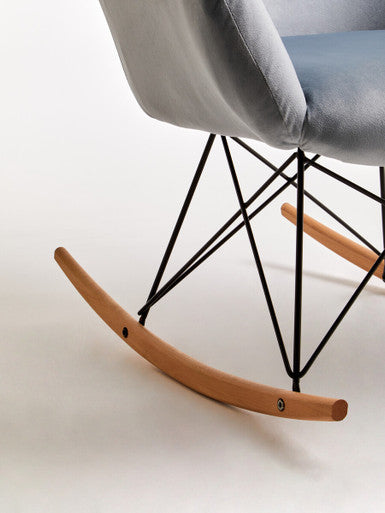 Stockholm Small Blue Velvet Rocking Chair