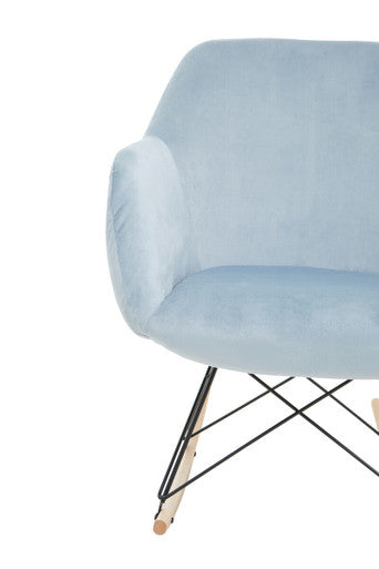 Stockholm Small Blue Velvet Rocking Chair