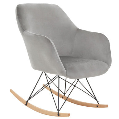 Stockholm Small Grey Velvet Rocking Chair