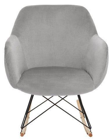 Stockholm Small Grey Velvet Rocking Chair