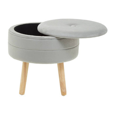 Ivy Grey Velvet Stool