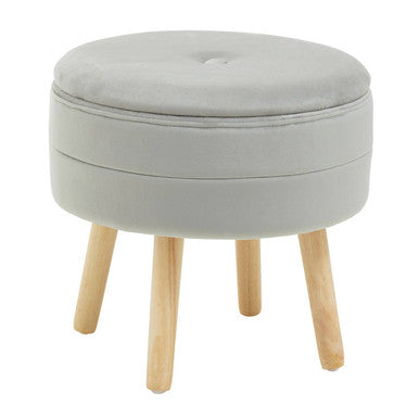 Ivy Grey Velvet Stool