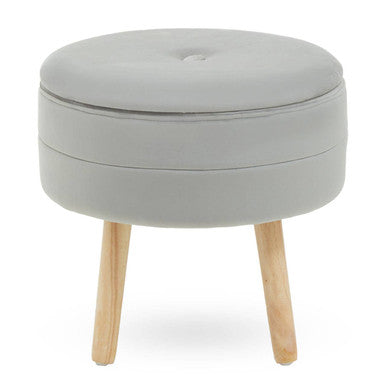 Ivy Grey Velvet Stool