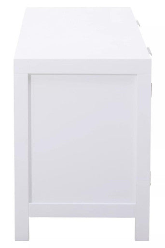 Sherman White Wood and Rattan Media Unit