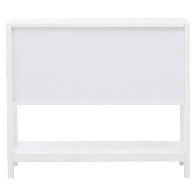 Sherman White Wood and Rattan Two Drawer Side Cabinet