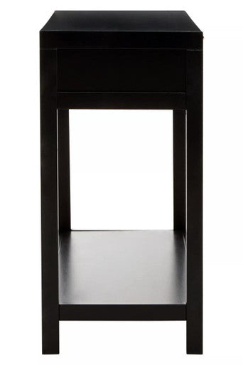 Sherman Black Wood and Rattan Two Drawer Console Table