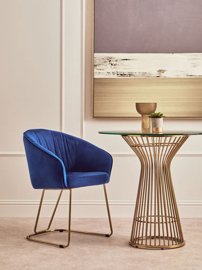 Veneto Midnight Velvet Curved Dining Chair