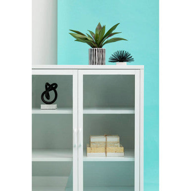 Acier Two Door White Metal Cabinet