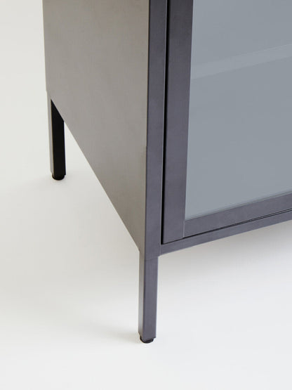 Acier Two Door Grey Metal Cabinet