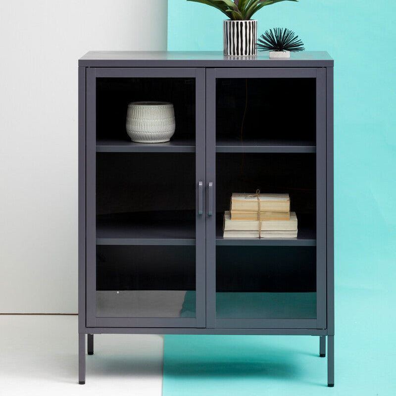 Acier Two Door Grey Metal Cabinet
