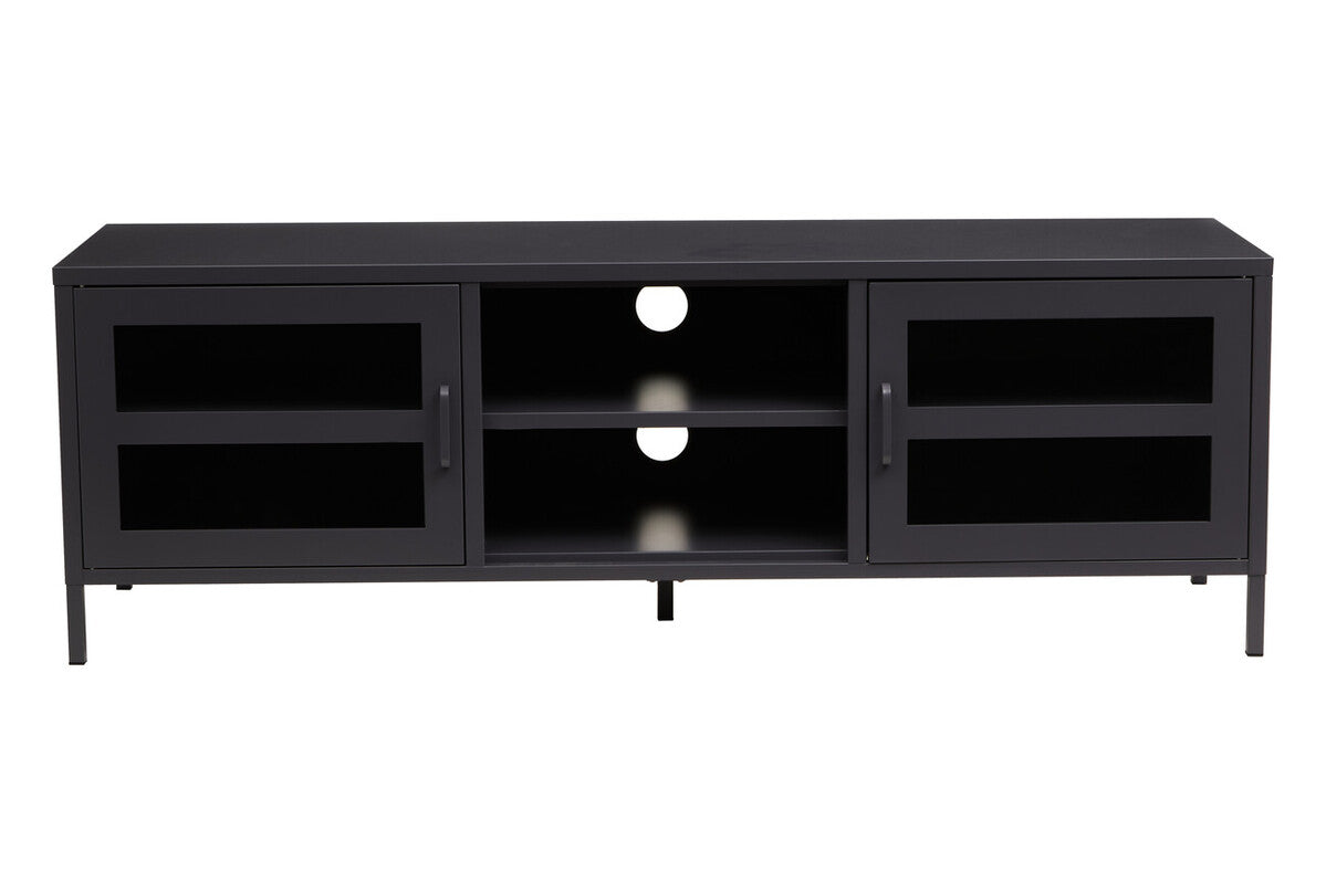 Acier Two Door Black Metal Media Unit