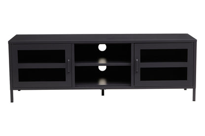Acier Two Door Black Metal Media Unit
