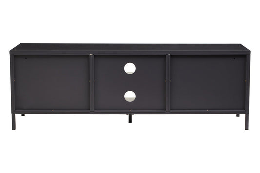 Acier Two Door Black Metal Media Unit