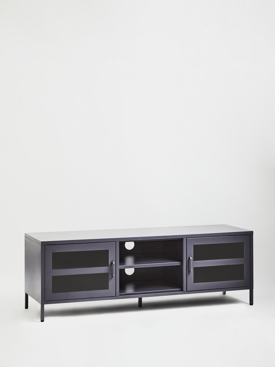 Acier Two Door Grey Metal Media Unit