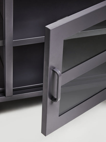 Acier Two Door Grey Metal Media Unit
